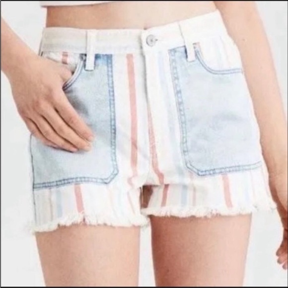 American Eagle White Striped Mom Shorts - Picture 7 of 12